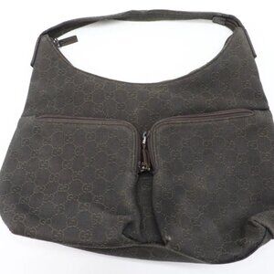 Gucci GG Canvas Hobo Bag - Dark Brown